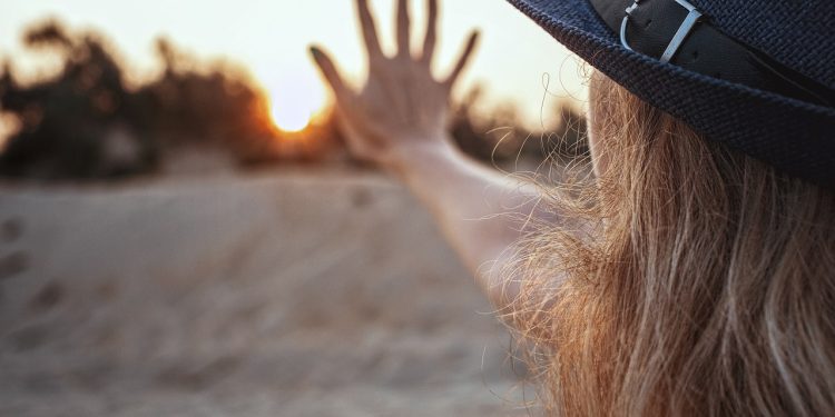 sun, five, dawn, sunset, girl, hand, hat, blonde, morning, nature, five, five, five, five, five