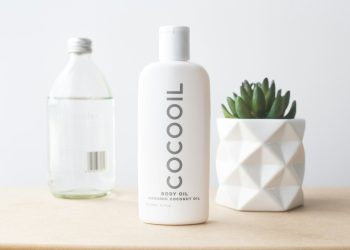 Cocooil baby oil on desk