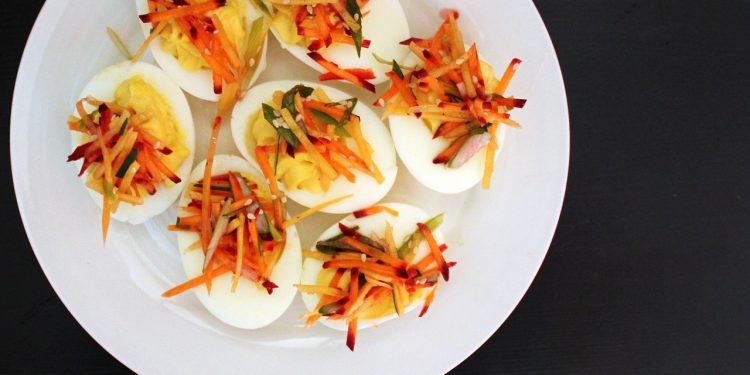 deviled eggs, food, chef, personal chef, catering, appetizer, meal, cuisine, dish, starter, eat, yellow, yoke, banh mi, vietnamese, delicious, gourmet, healthy, fresh, egg, party, stuffed, plate, snack, yolk, deviled, hard-boiled, mustard, pickled, cucumber, carrots, pickles, sprinkled, garnish, easter, d'oeuvre, cooking, celebration, spices, holiday, cold, ingredients, hors, deviled eggs, deviled eggs, deviled eggs, deviled eggs, deviled eggs